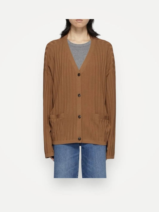 Toteme Vinci Rib In Tobacco Cardigan