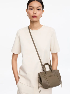 Arket Leather Khaki Green-skinnhandväska