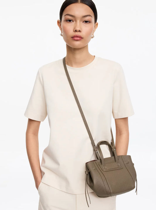Arket Leather Khaki Green-skinnhandväska