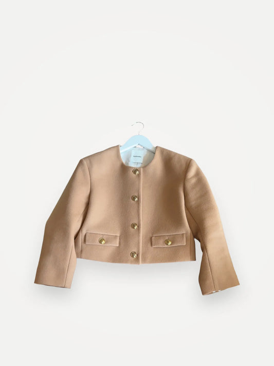 Sandro Cropped Wool-blend , Sfpve01088 Blazer