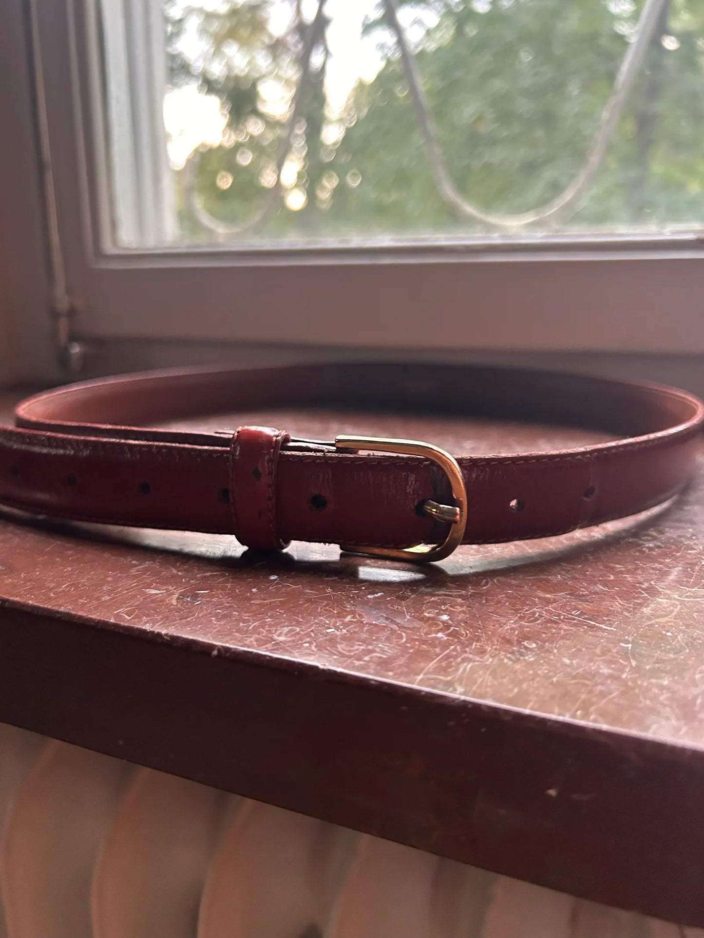 Toteme Totême Skinny Leather Belt Burgundy Belt