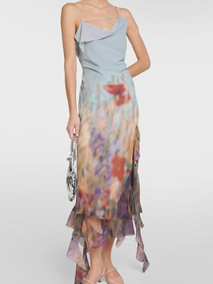 Acne Studios Blue Floral Print-klänning