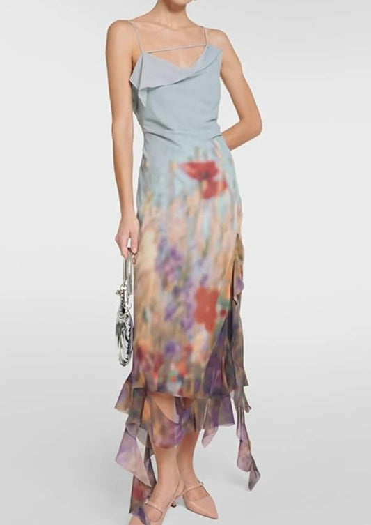 Acne Studios Blue Floral Print Dress