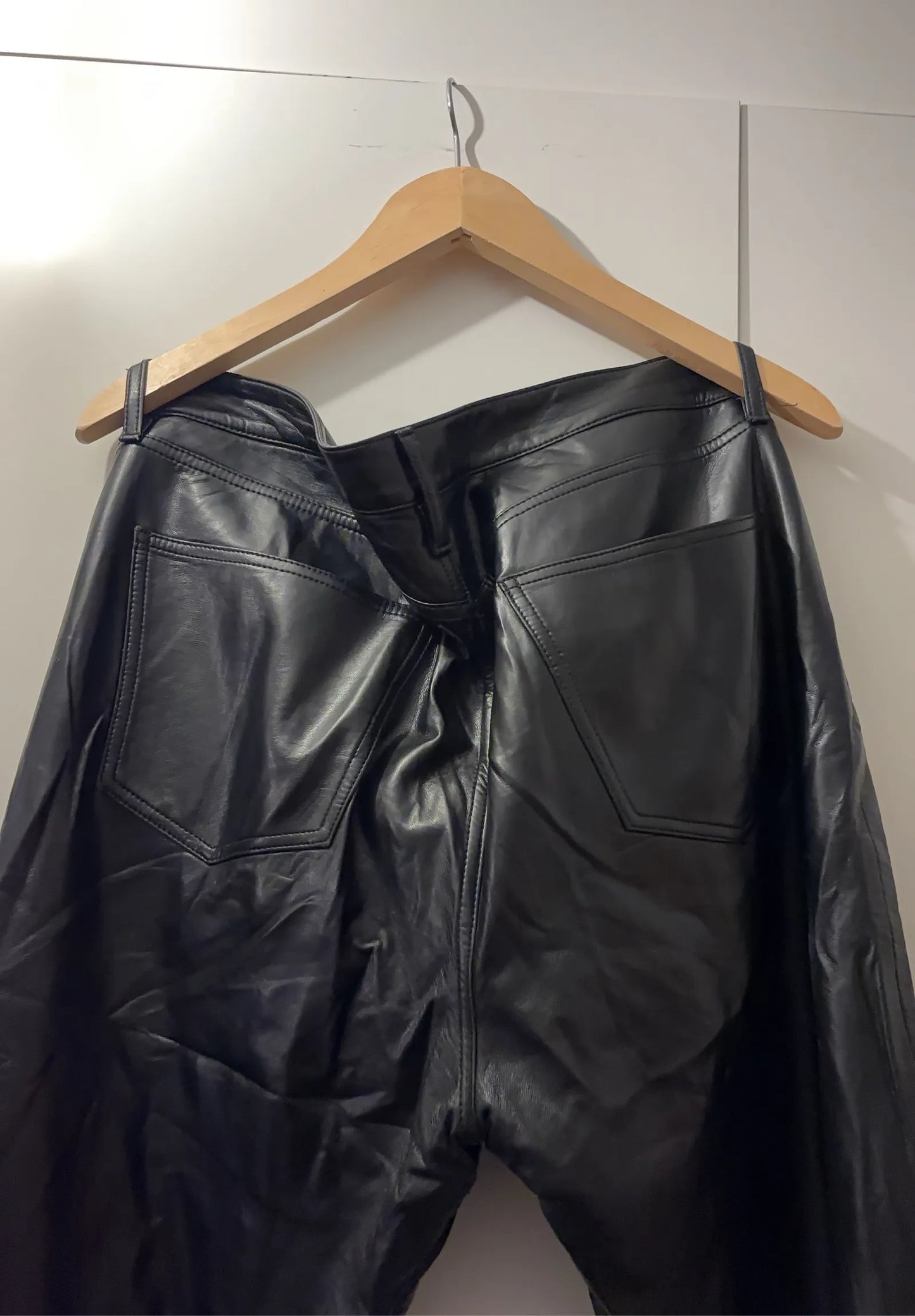 Agolde Mid-rise Leather-blend Bootcut Trousers