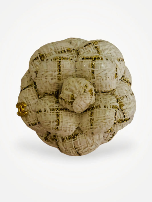 Chanel Tweed Camellia Cc Brooches-brosch