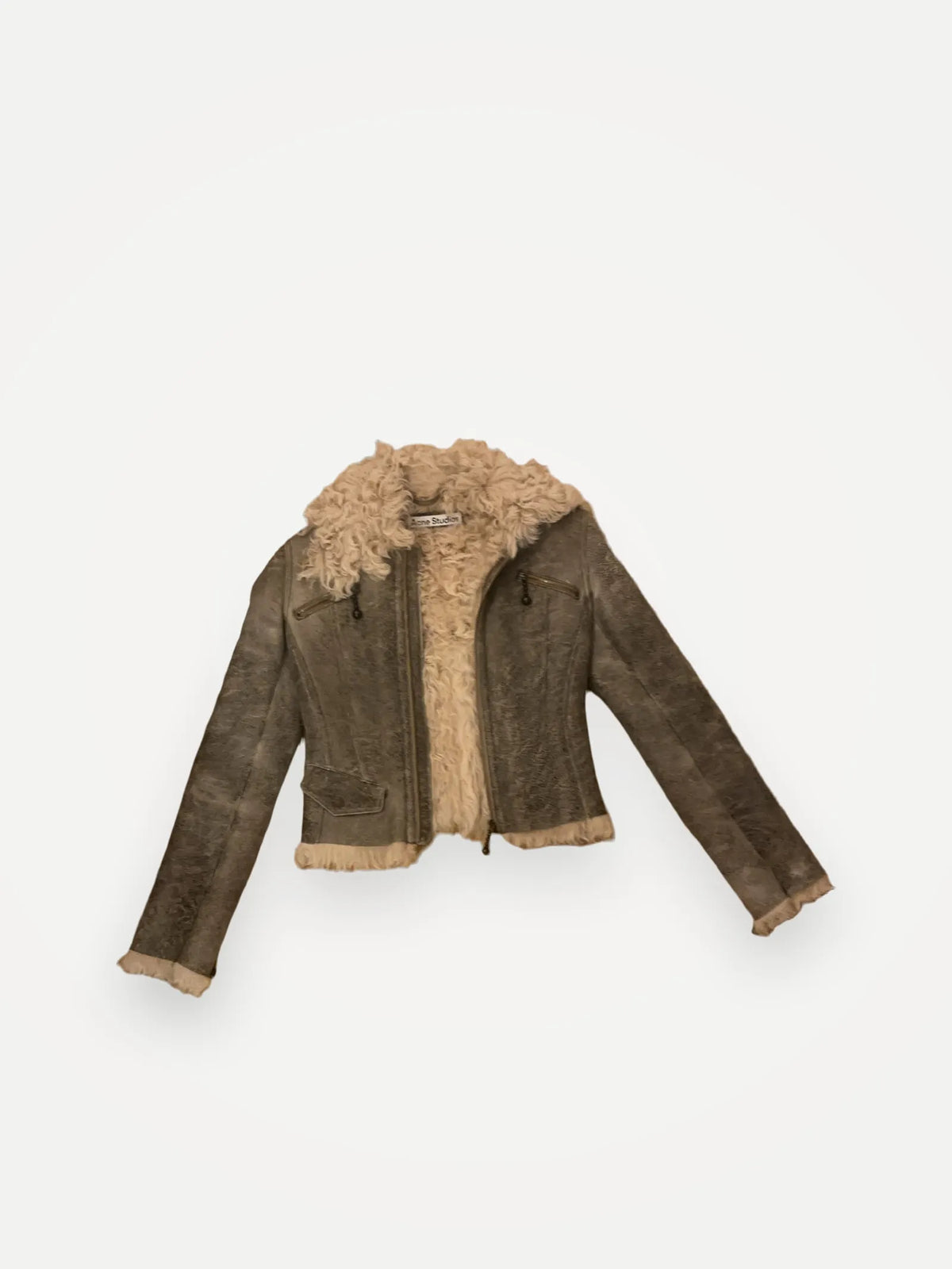 Acne Studios Shearling-trimmed Leather Leather jacket