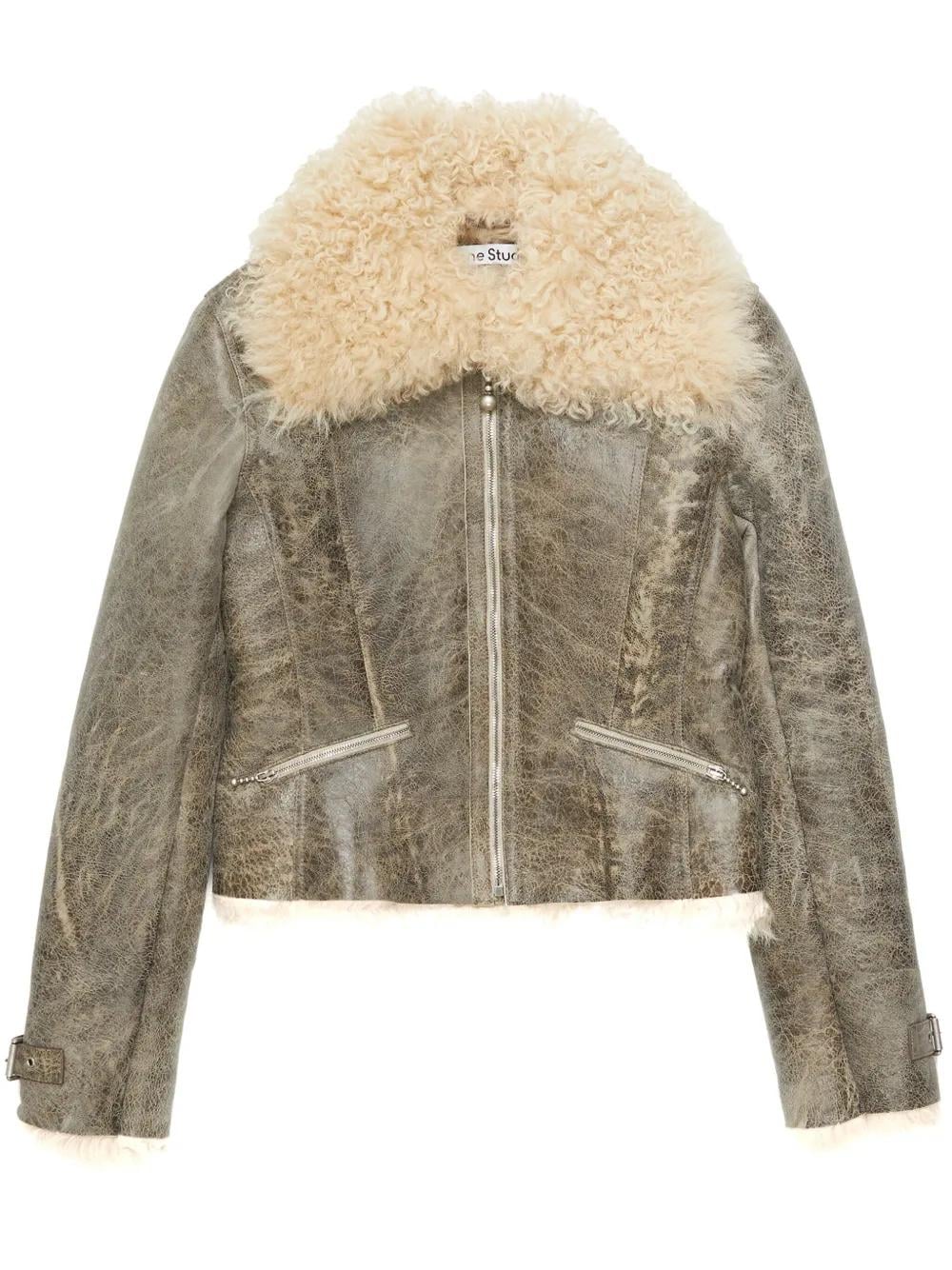 Acne Studios Shearling-trimmed Leather Leather jacket