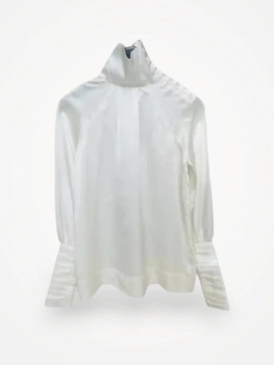 Gathered Turtle Silk Blouse