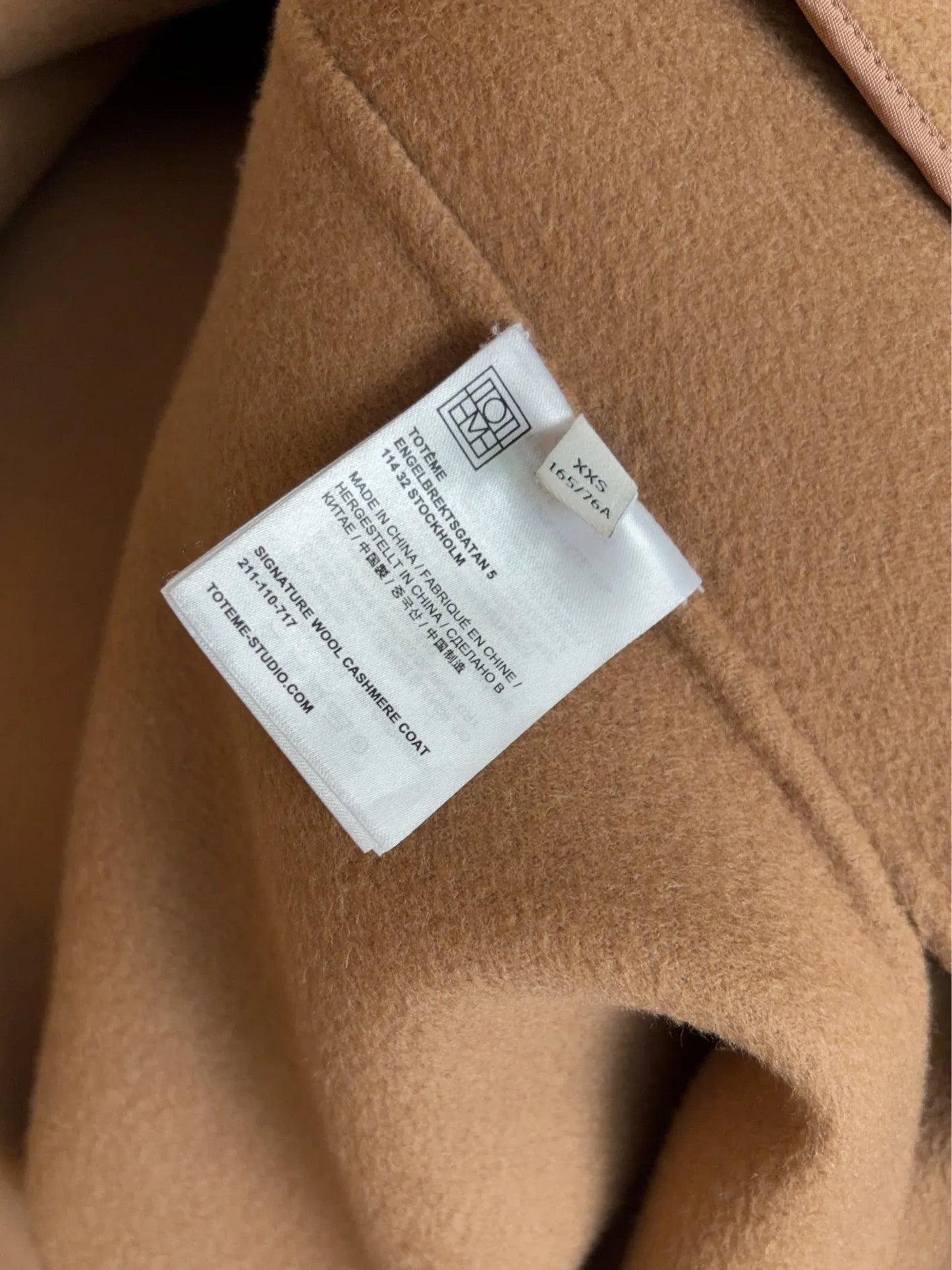 Toteme Signature Wool Cashmere Camel-ullkappa