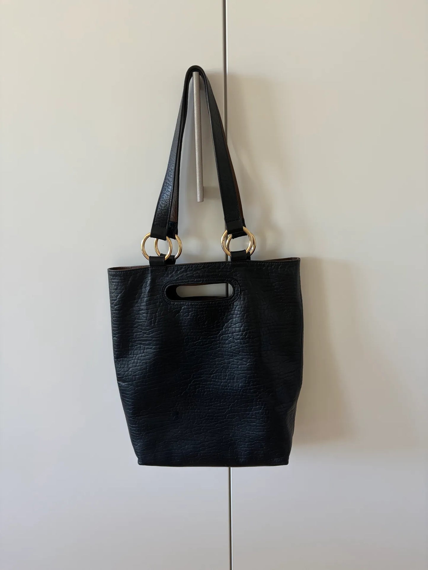 Blankens The Memphis Black Large Grain Double Sided Tote-skinnhandväska