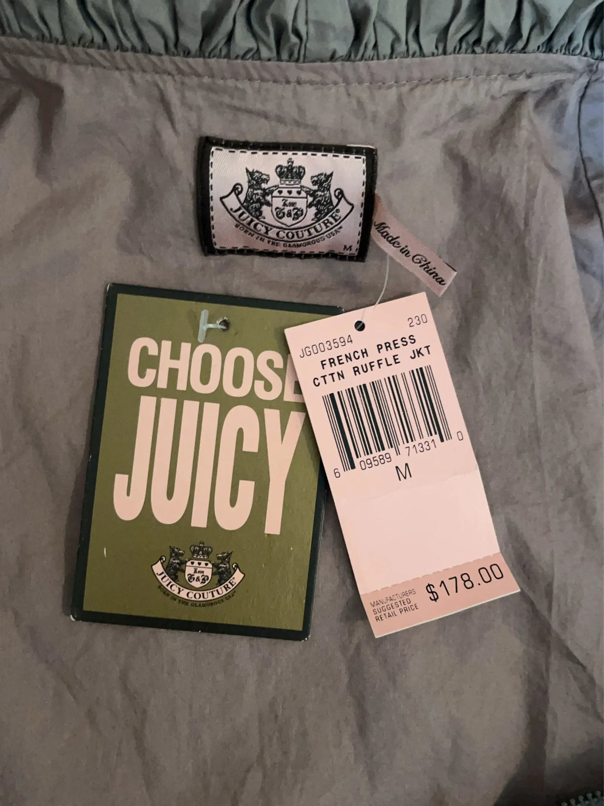Juicy Couture French Press Ruffle-jacka NWT