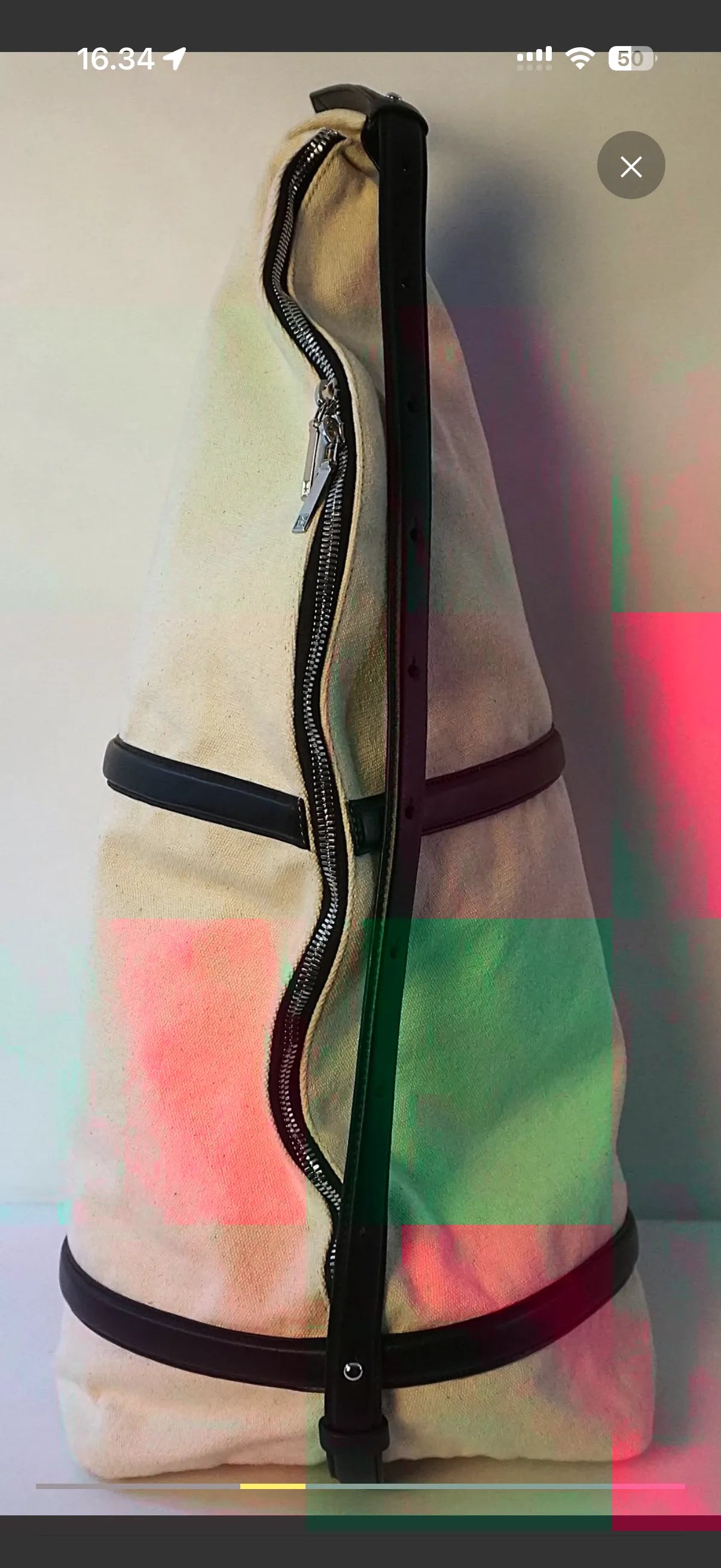 Toteme Leather-trimmed Canvas Sling-skinnaxelremsväska NWOT