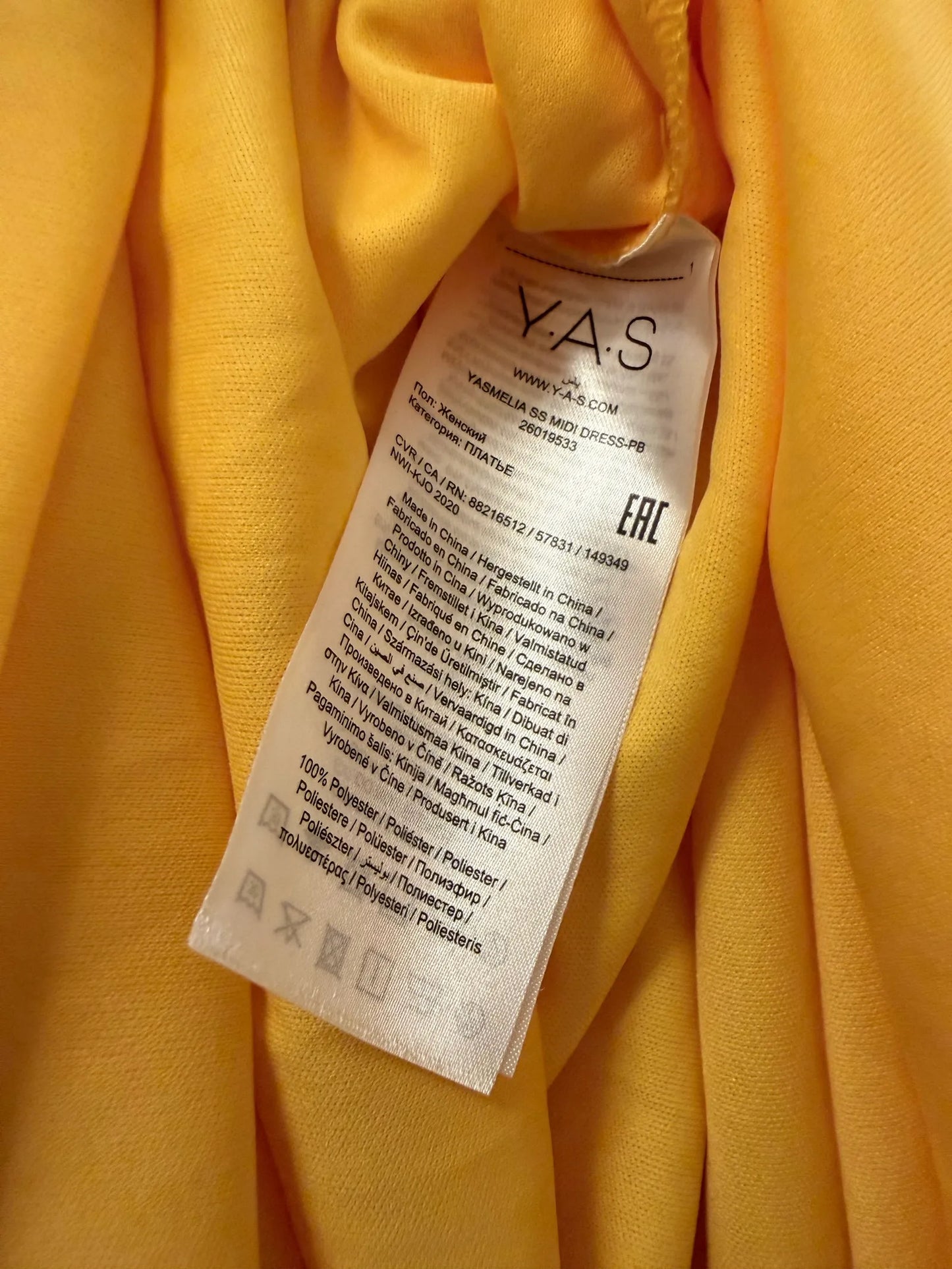 YAS Yasmelia Ss Golden Haze Midsummer-klänning NWT