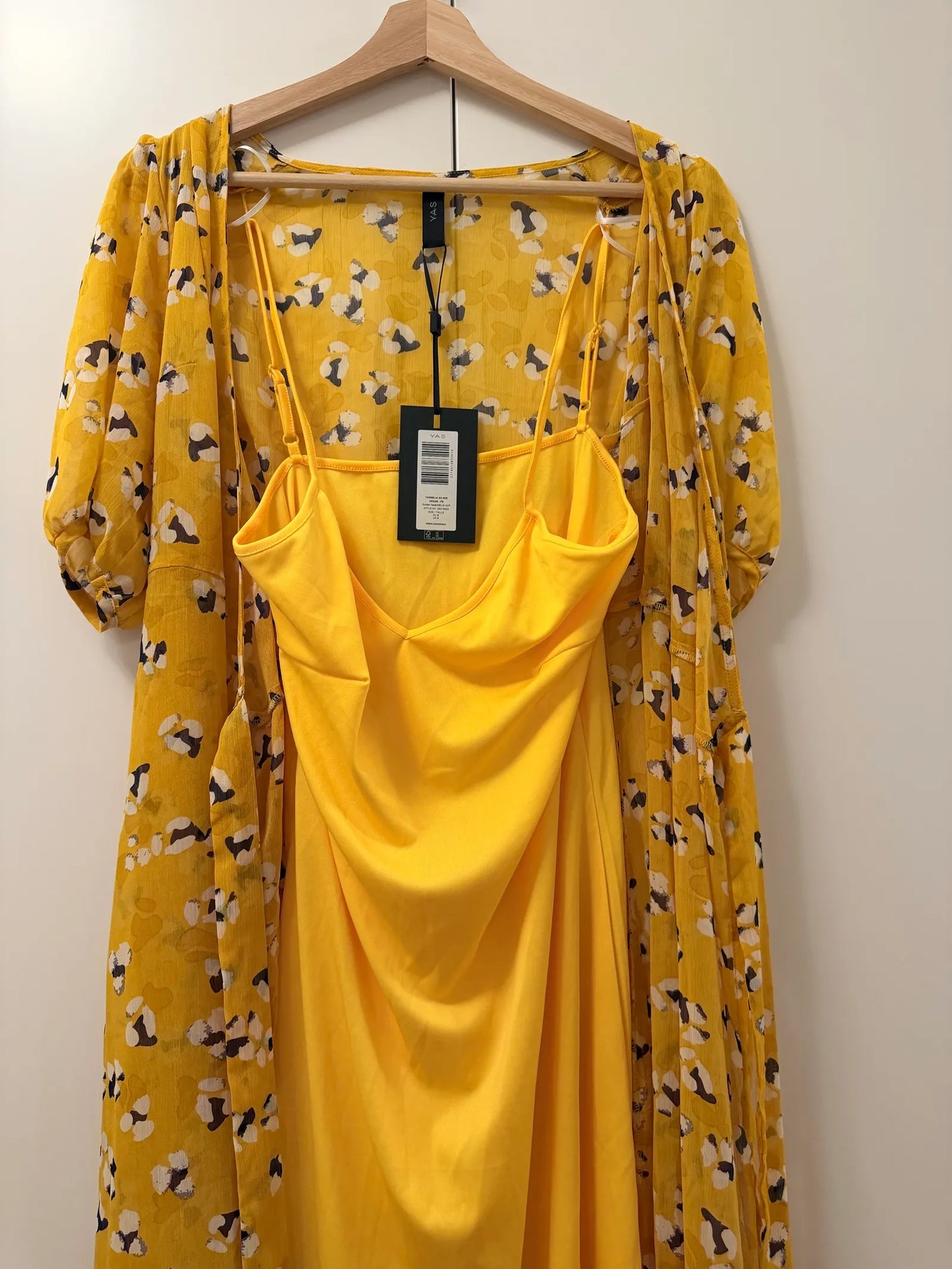 YAS Yasmelia Ss Golden Haze Midsummer-klänning NWT