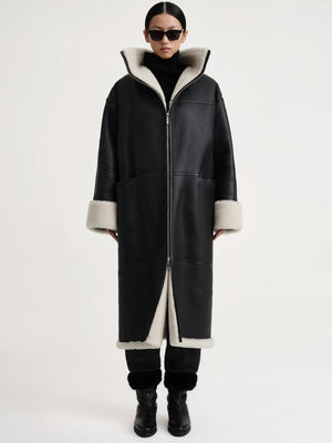 Toteme Signature Shearling-skinnkappa