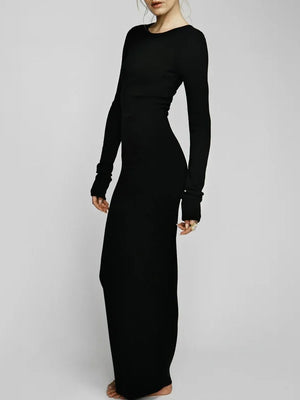 Eterné Long Sleeve Crew Maxi-klänning