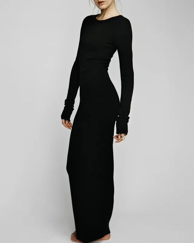 Eterné Long Sleeve Crew Maxi-klänning