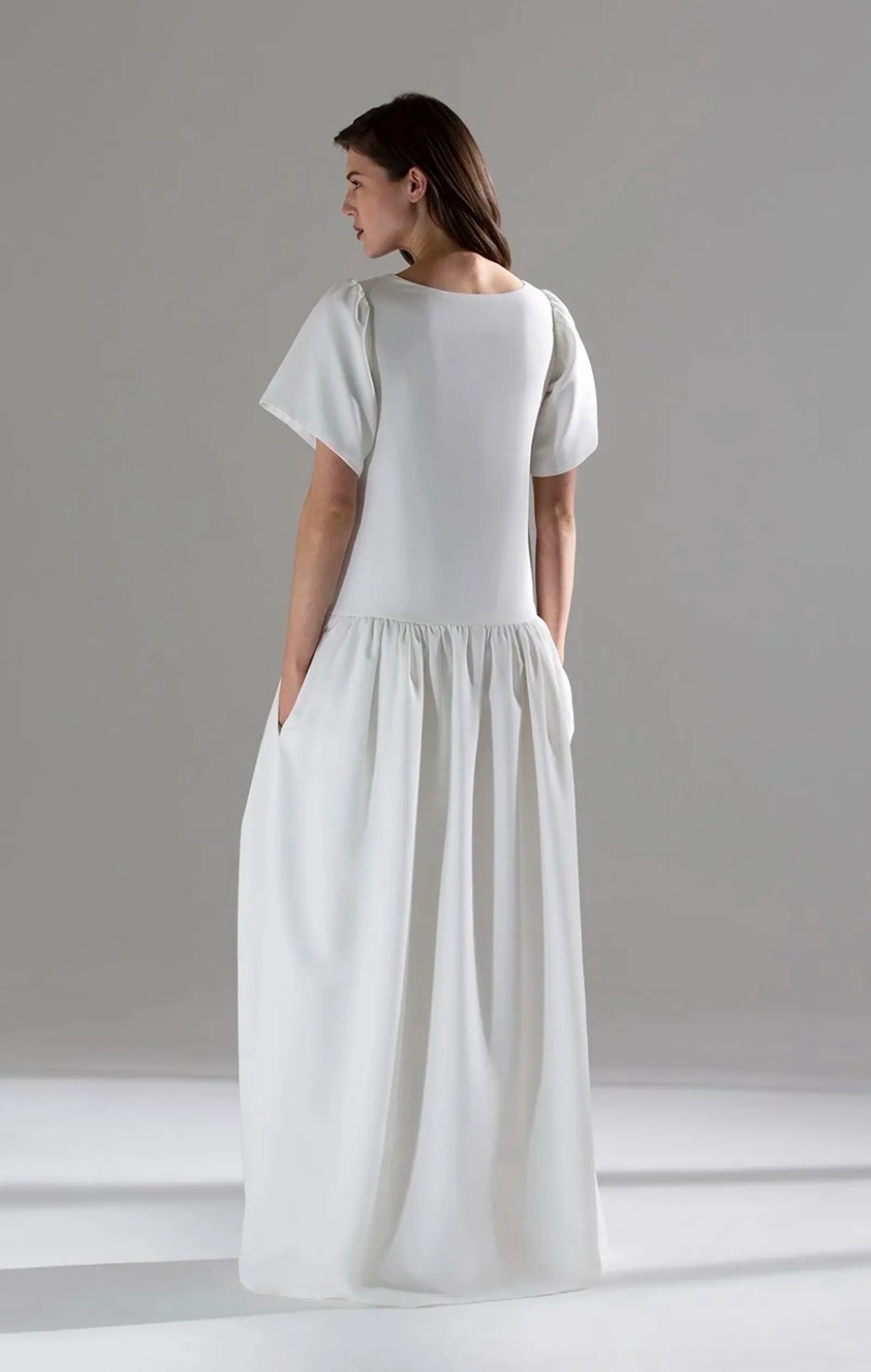 Stella Drop Waist Crep De Chine Gown Dress