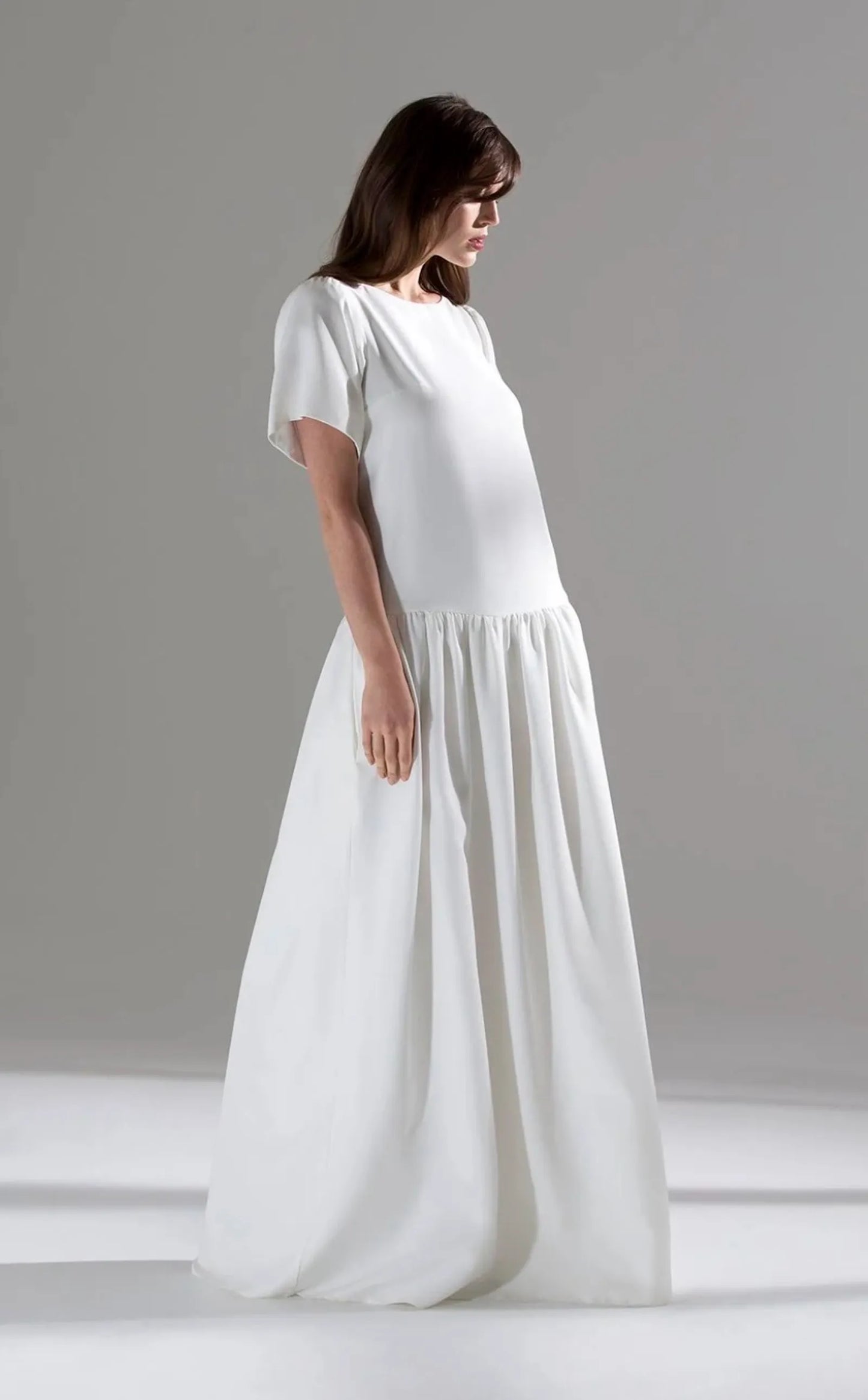 Stella Drop Waist Crep De Chine Gown Dress