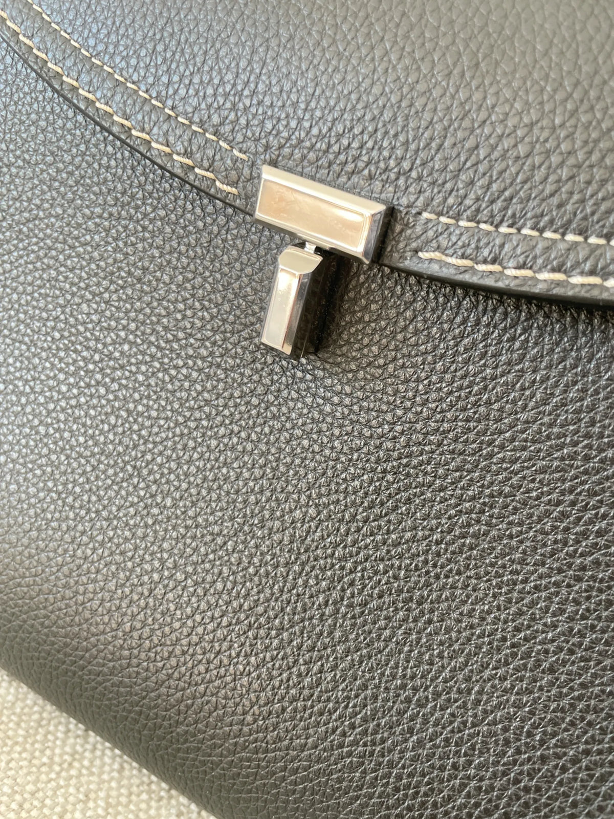 Toteme T-lock Grained Leather Handle Handbag