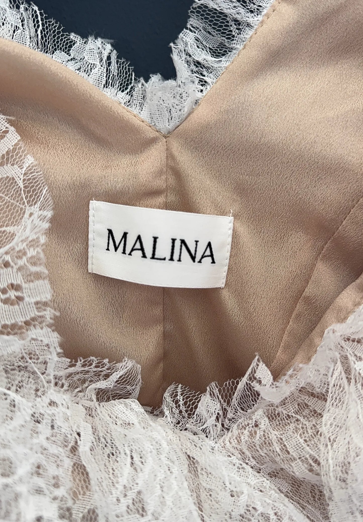 By Malina Sky V- Frill Mini Lace Dress
