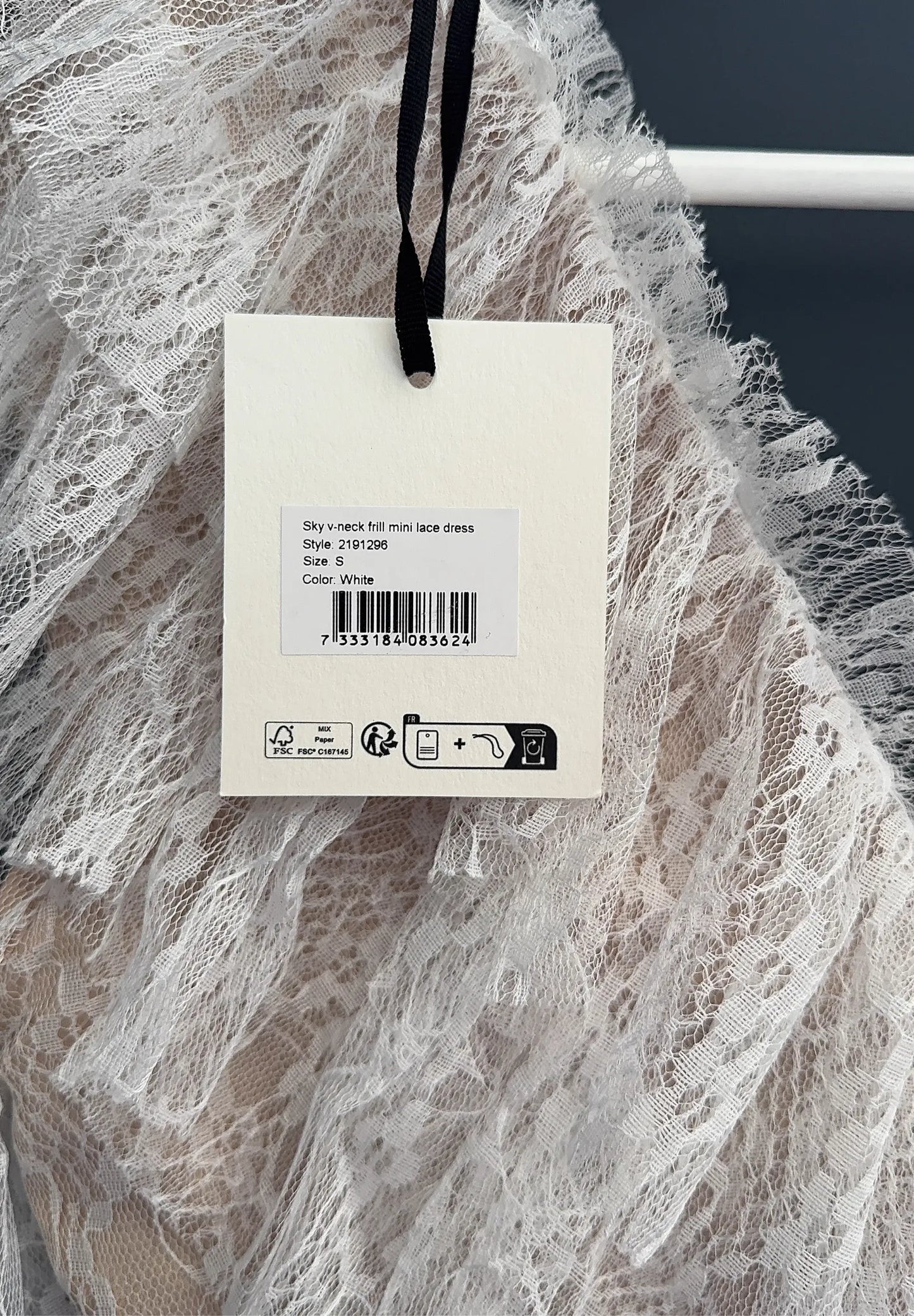 By Malina Sky V- Frill Mini Lace Dress