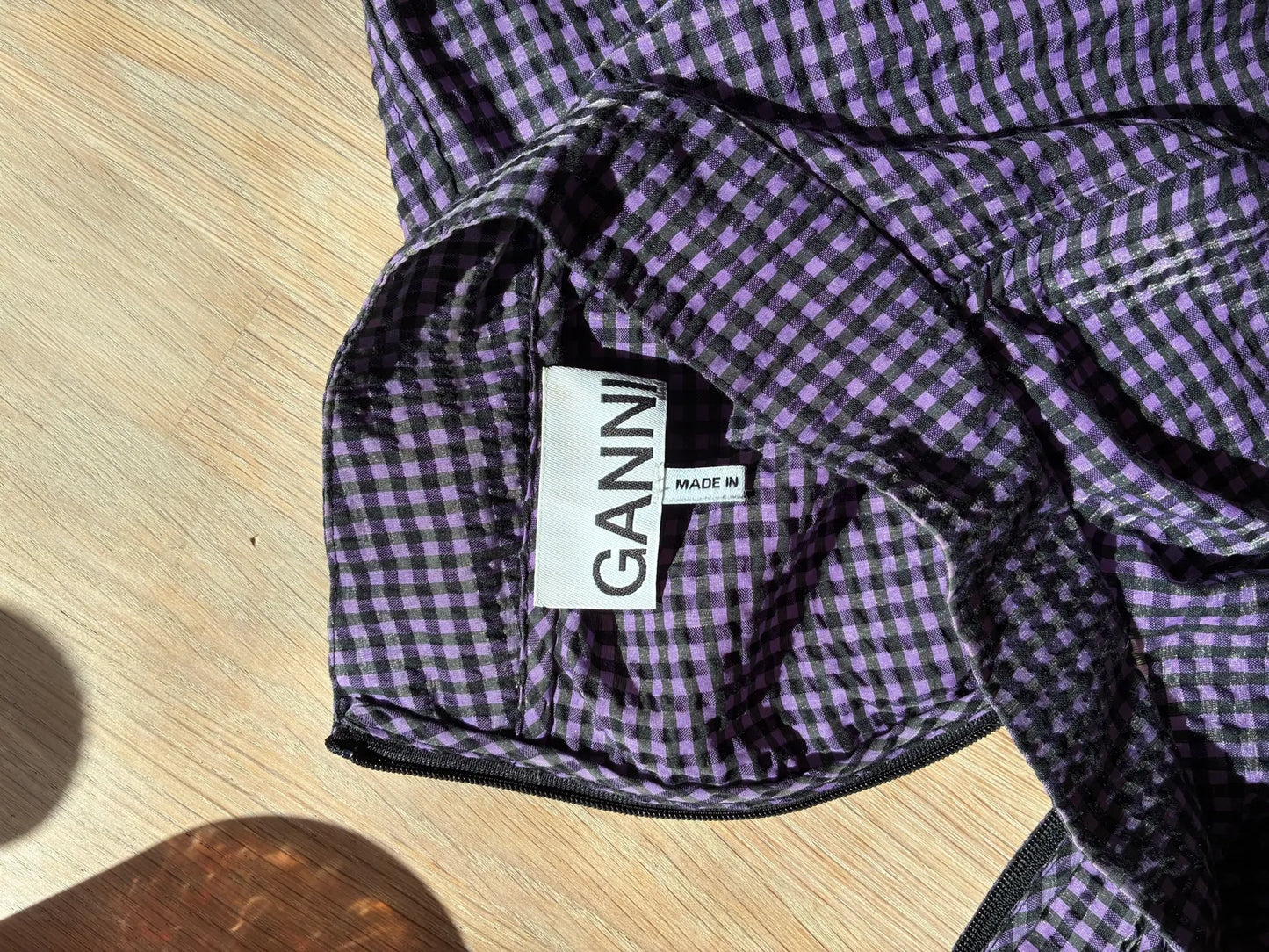 Ganni Seersucker Check Mini Dress