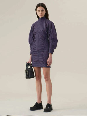Ganni Seersucker Check Mini Dress