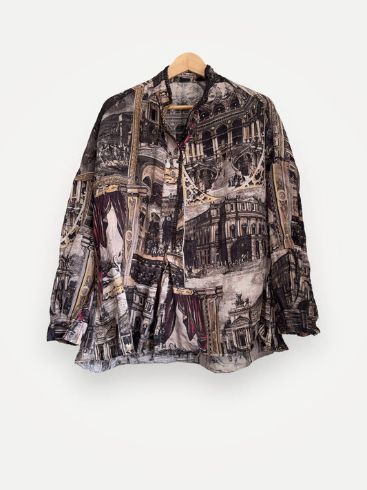 Acne Studios Sonia Theatre Print Linen Blouse