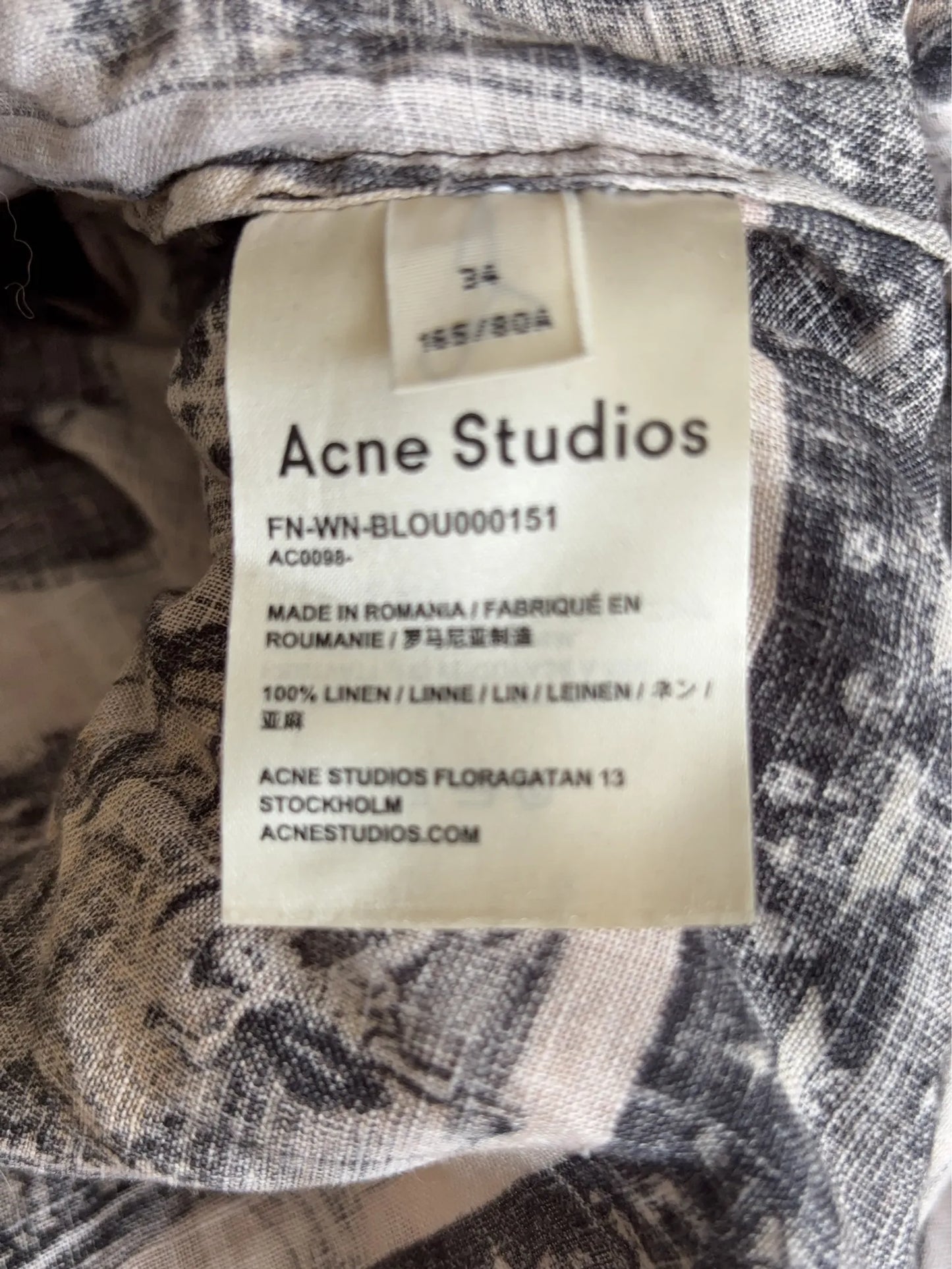 Acne Studios Sonia Theatre Print Linen Blouse
