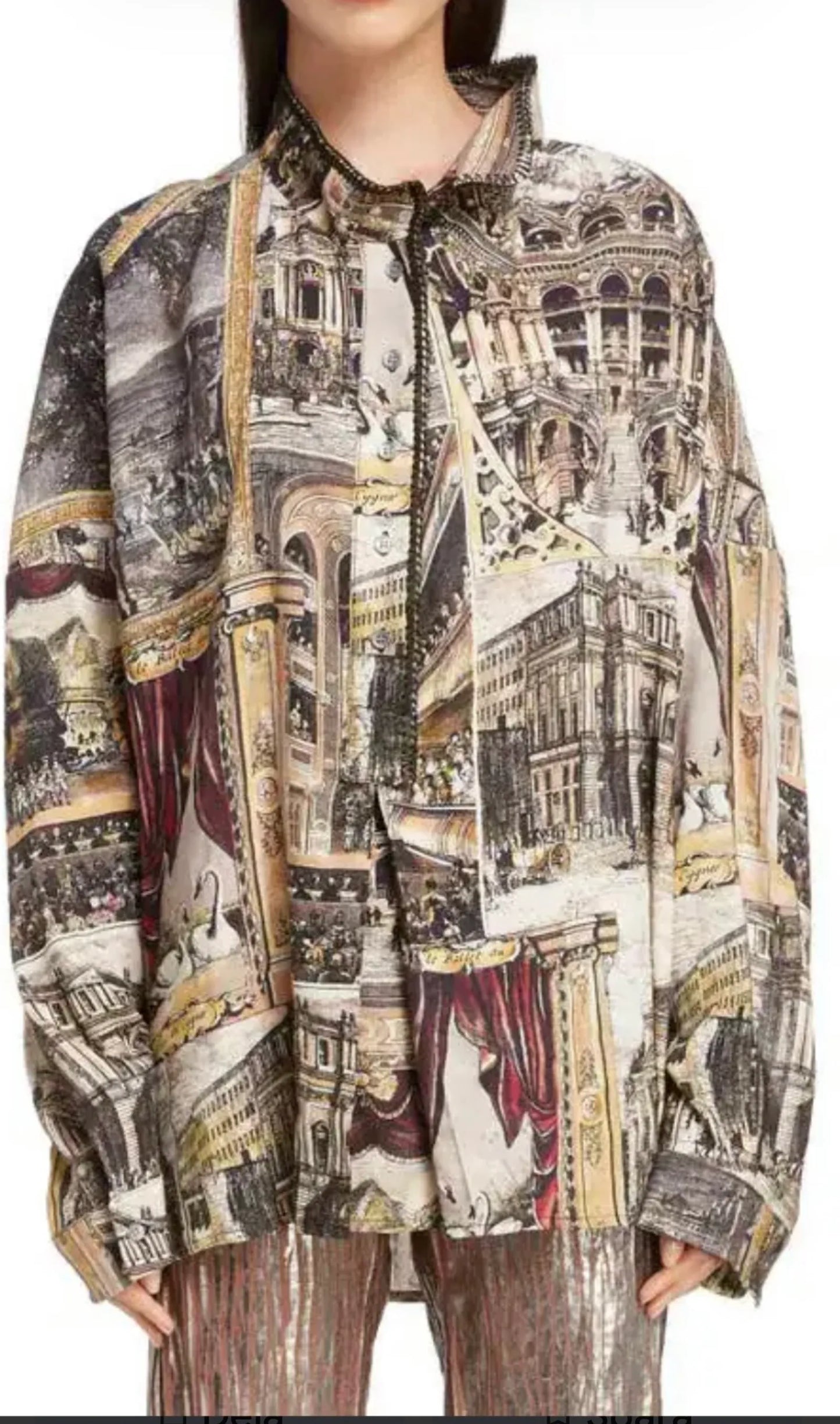 Acne Studios Sonia Theatre Print Linen Blouse