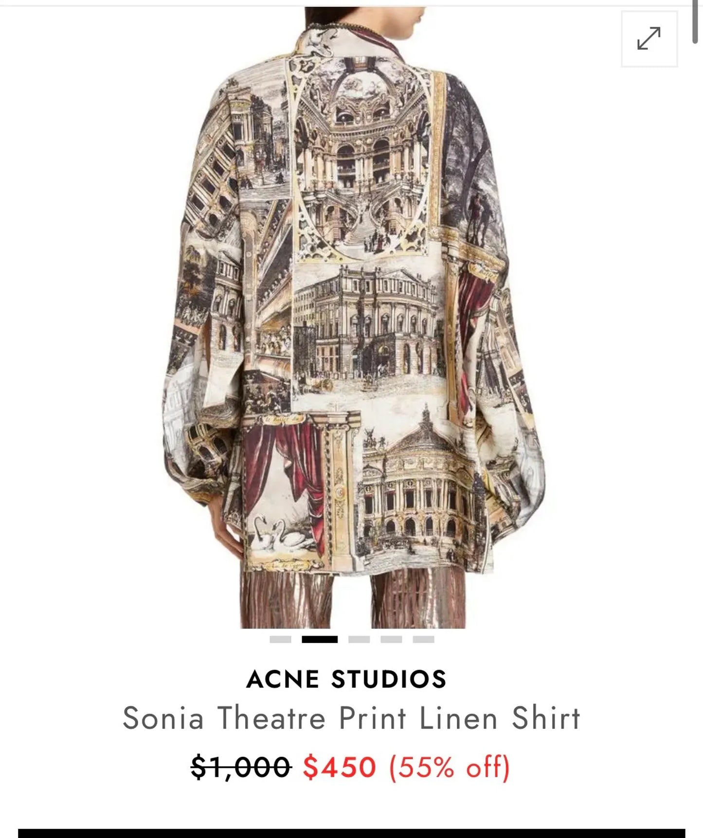 Acne Studios Sonia Theatre Print Linen Blouse