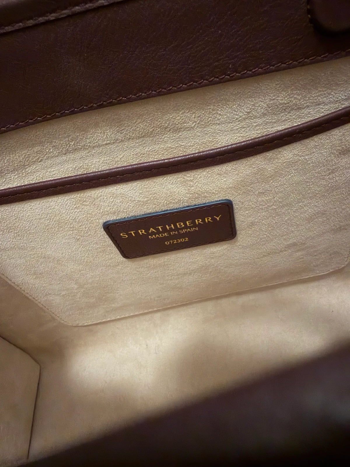 Strathberry Midi Tote Handle Tricolour Leather In Burgundy/vanilla/navy Handbag