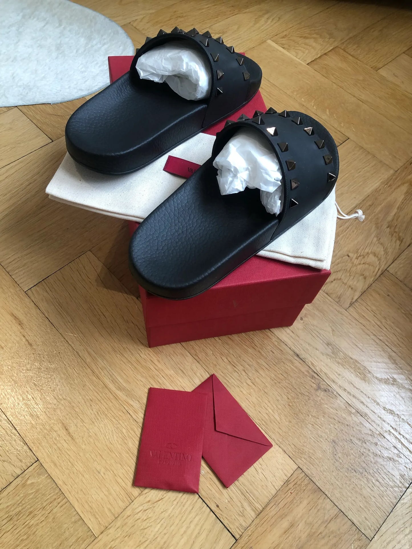 Valentino Rockstud Slides Sandals
