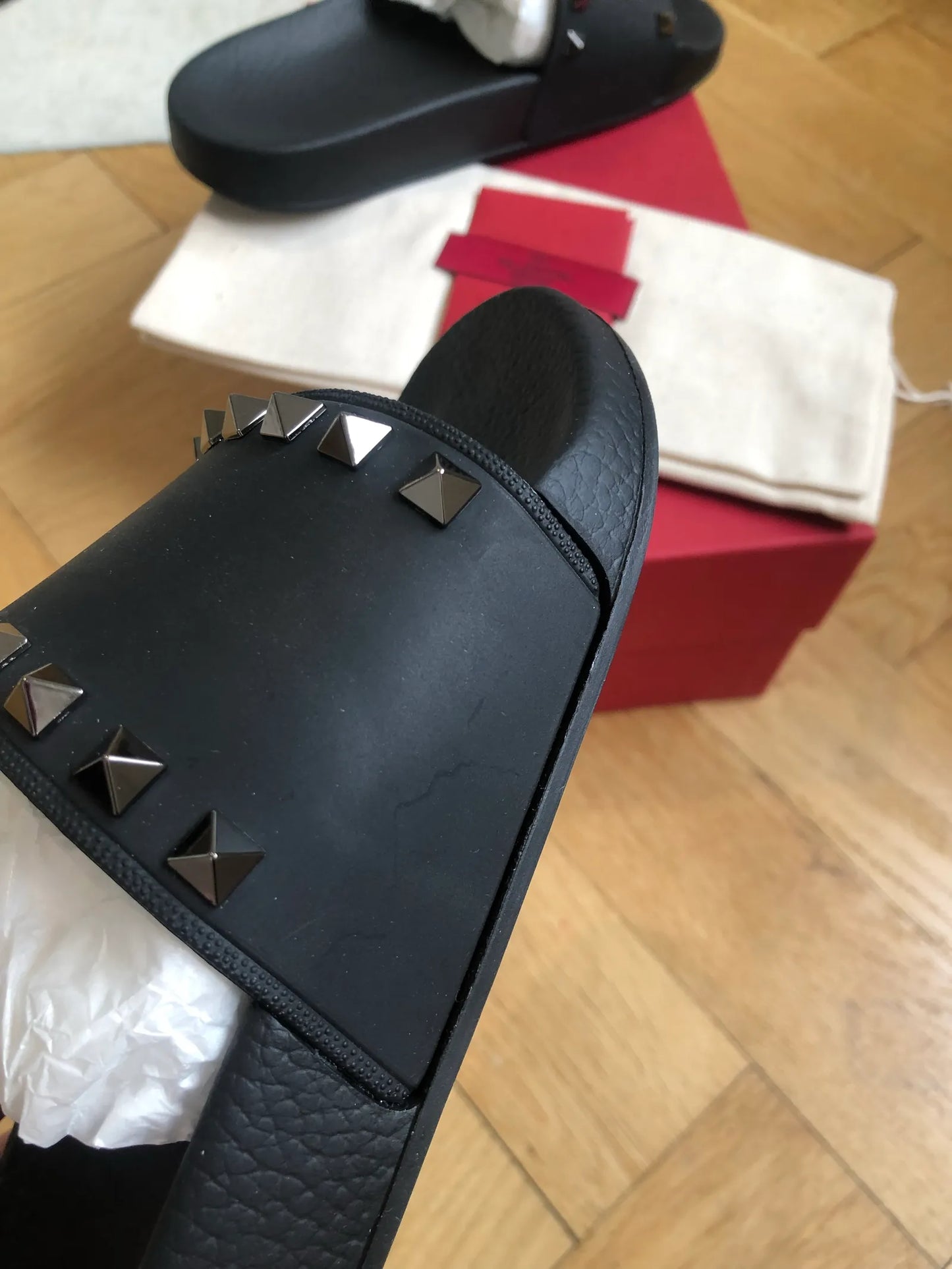 Valentino Rockstud Slides Sandals