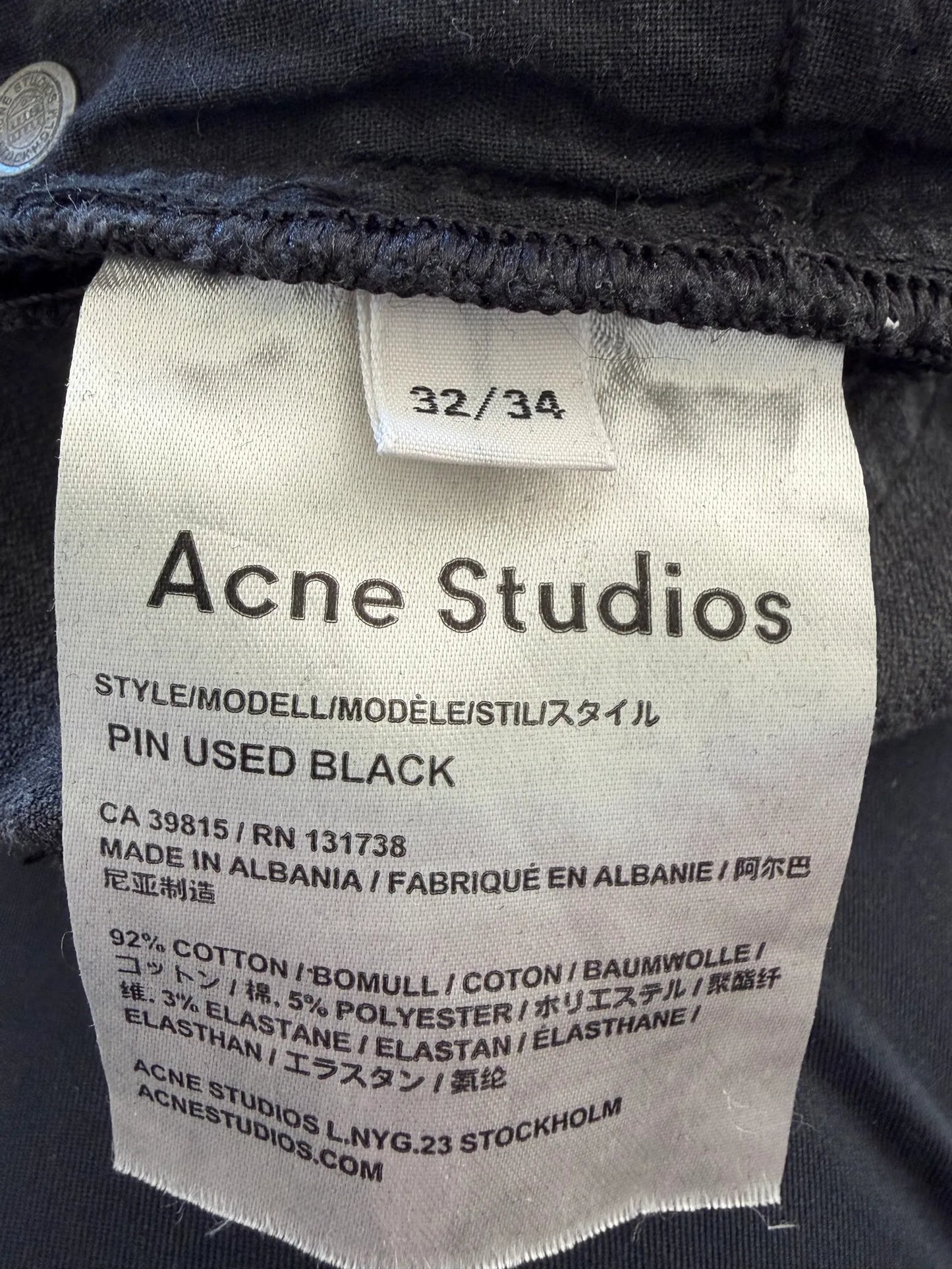 Acne Studios Pin Used Black Jeans