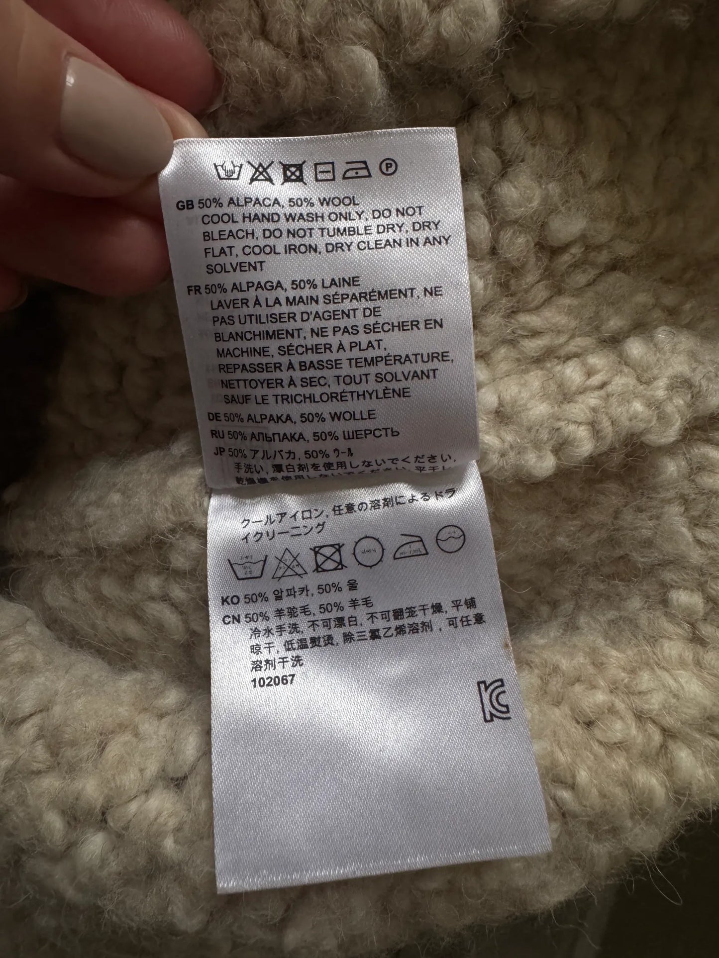 Toteme Alpaca Bouclé Turtleneck Bone-ullpolotröja