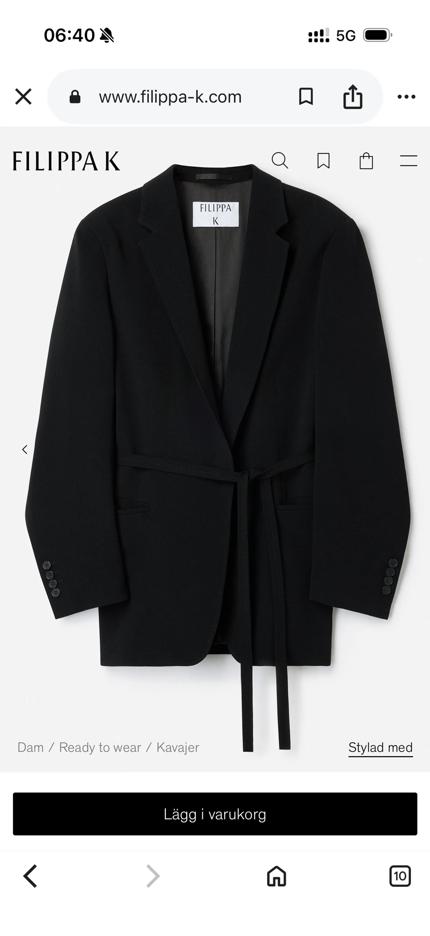 Filippa K Ashley Draped Blaze-kavaj NWOT