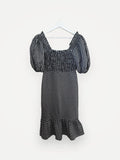 Ganni Seersucker Check Smocked Dress
