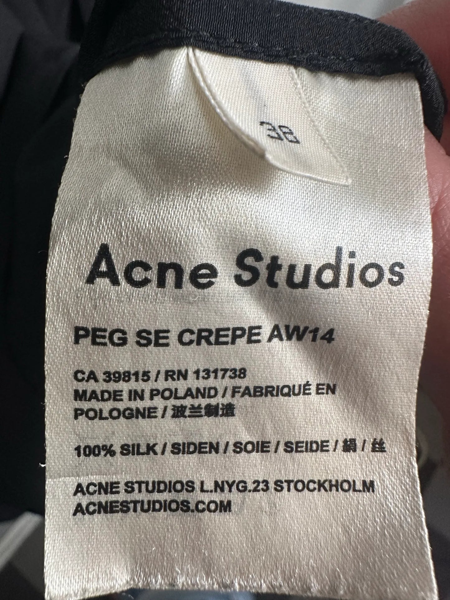 Acne Studios Peg Se Crepe Aw14 Dress