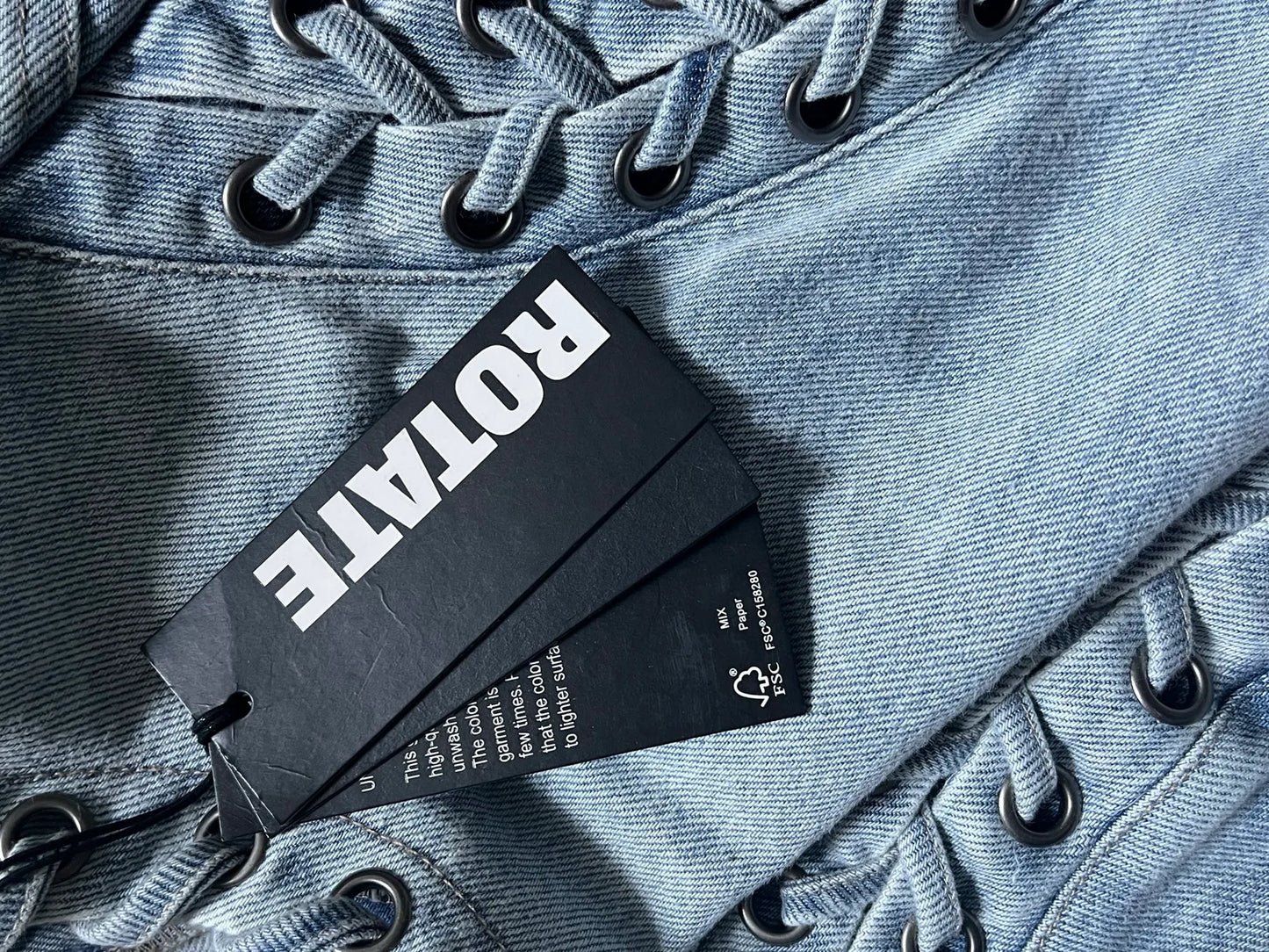 Rotate Denim Laced Mini-klänning NWT