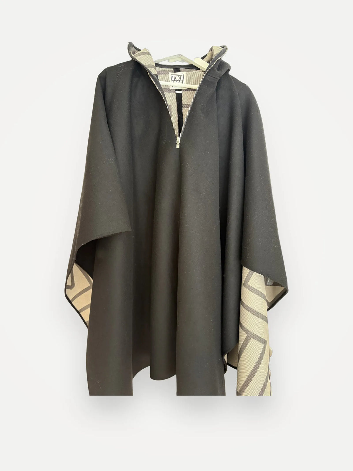 Toteme Monogram Print Hooded Cape-ullponcho