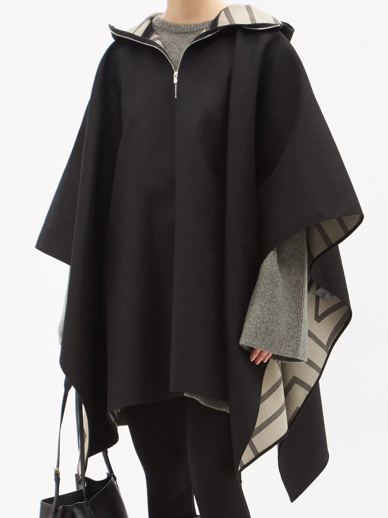 Toteme Monogram Print Hooded Cape-ullponcho