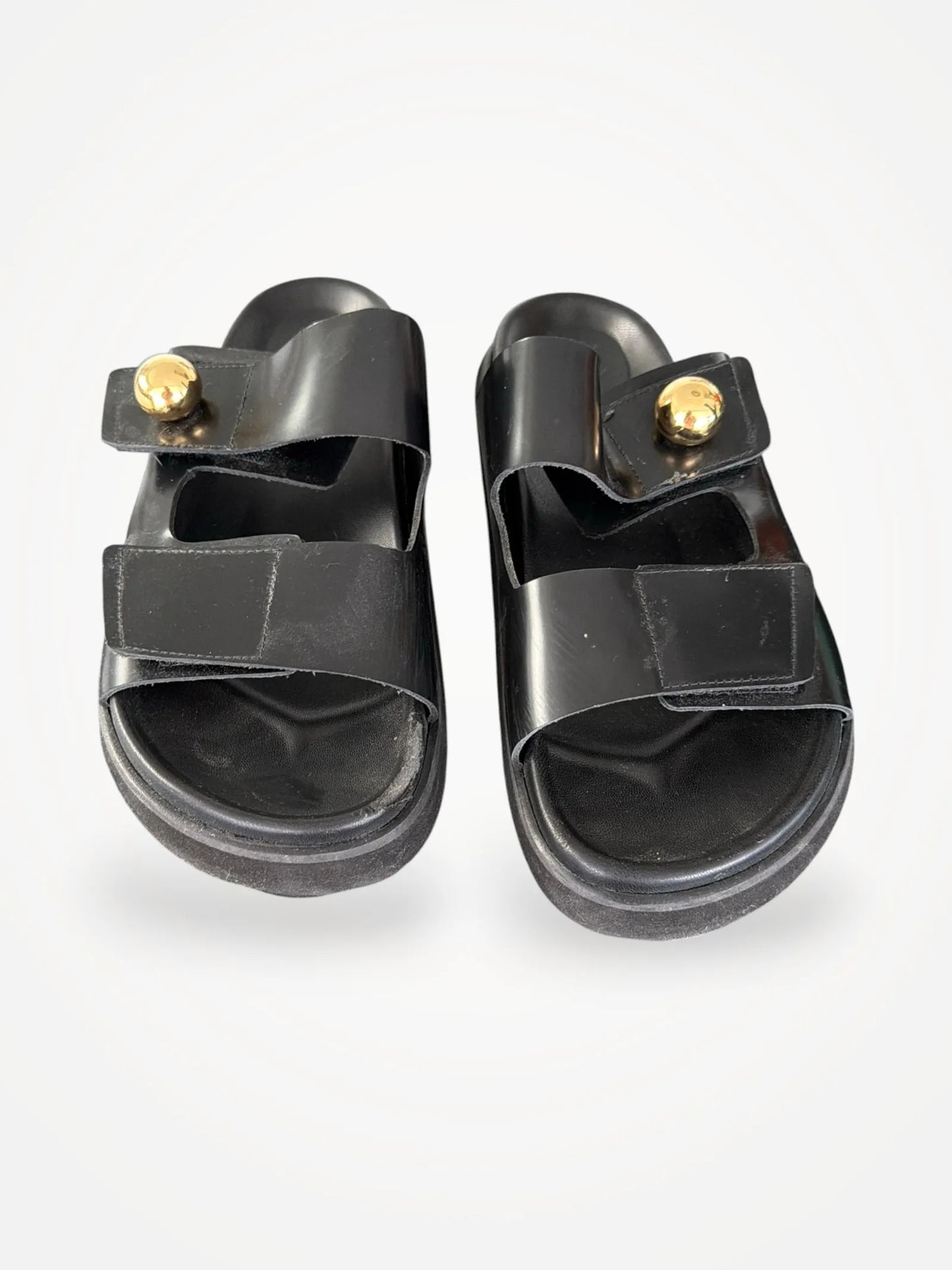 Flattered Red Leather Black-skinnsandaler