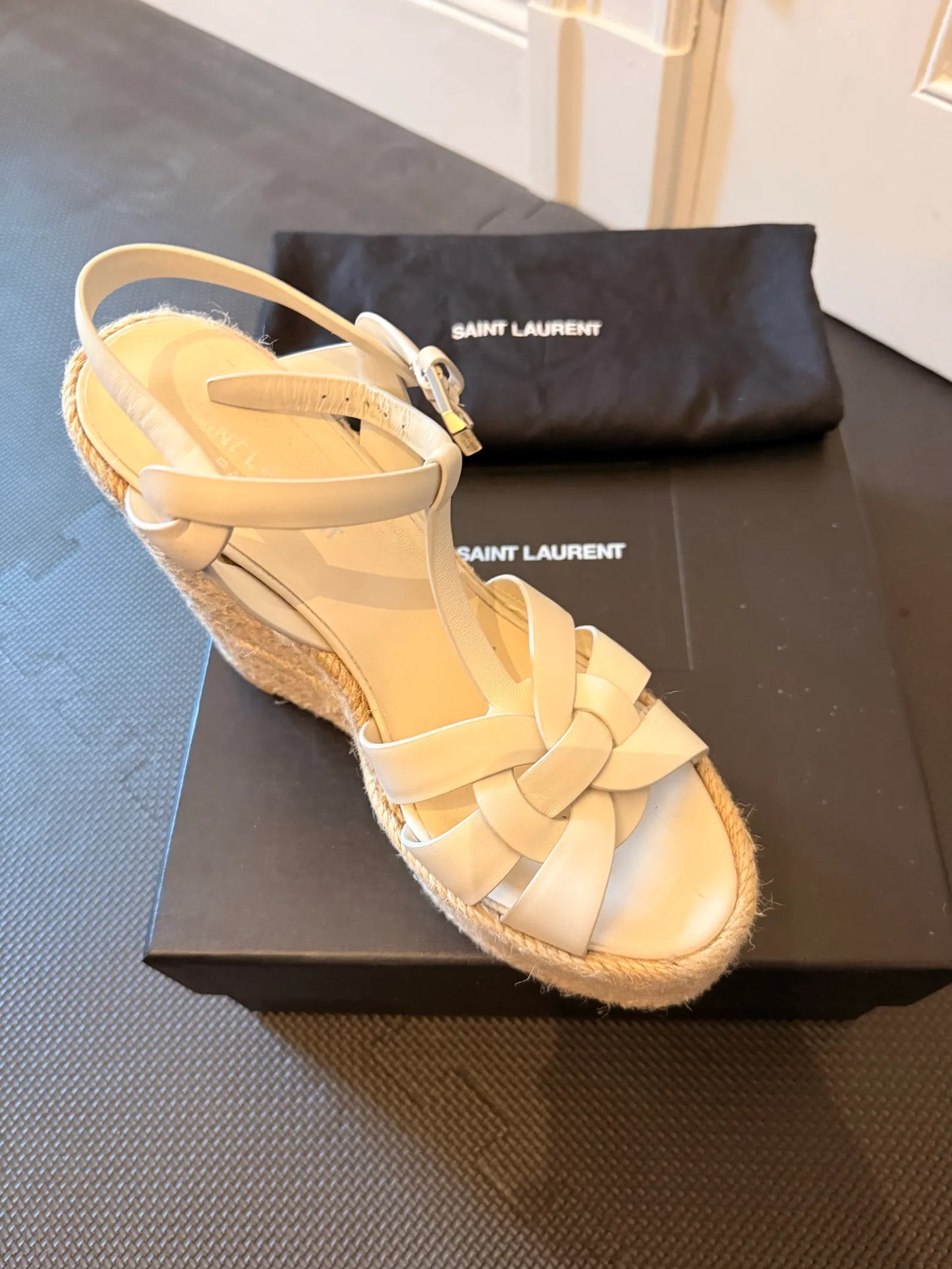 Saint Laurent Tribute Woven Espadrille 85 T St S Sandals