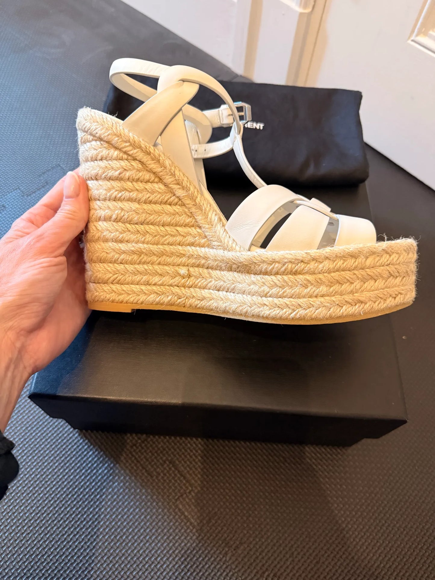 Saint Laurent Tribute Woven Espadrille 85 T St S Sandals