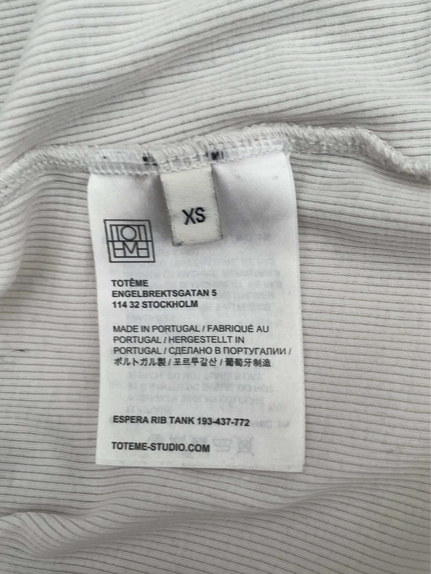 Toteme Espera Rib Tank White-linne