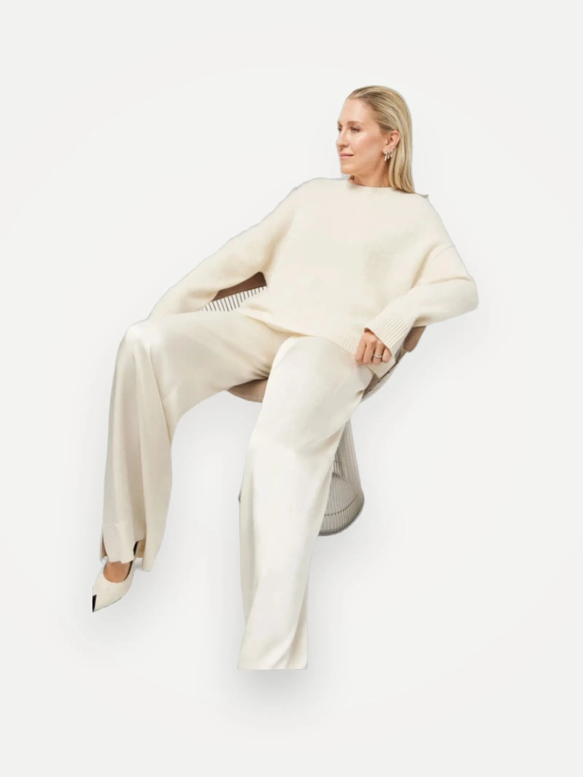 Soft Goat Women The Crewneck Feather White S-kashmirtröja