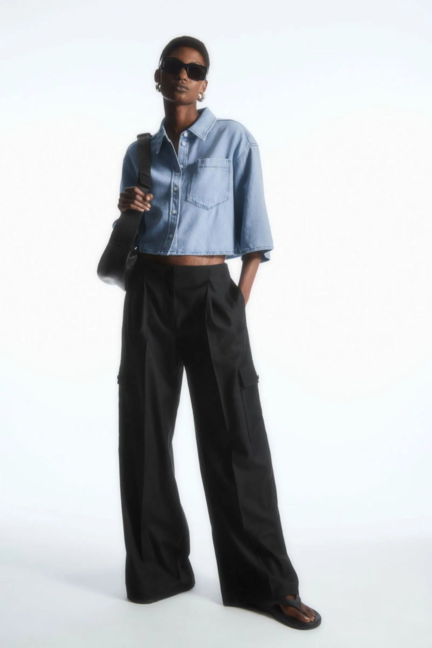 Cos Cropped Denim-skjorta