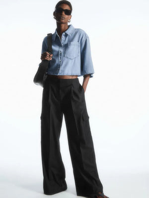 Cos Cropped Denim-skjorta